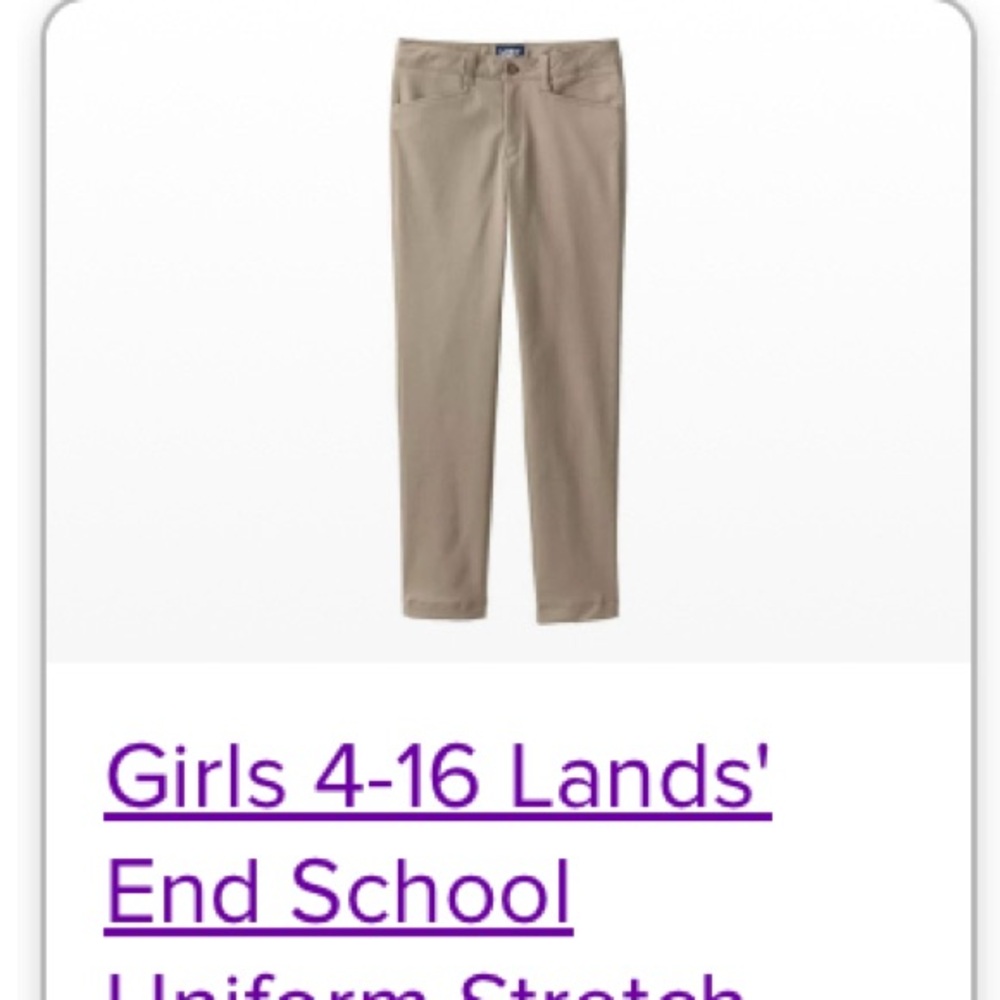 Girls Lands' End school uniform  Stretch pencil Pants - Khaki